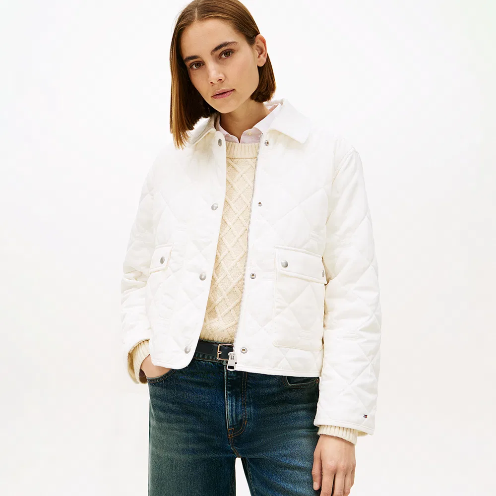 Женский стёганый жакет с флагом, айвори, от Tommy Hilfiger Women