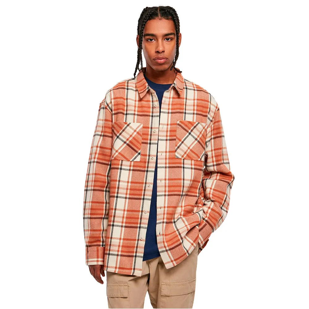 

Рубашка Urban Classics Long Oversized Checked Leaves, оранжевый