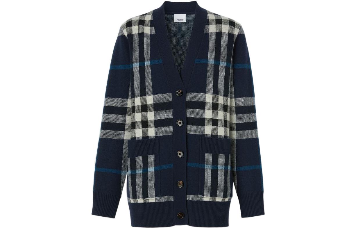 

Джерси Джаккардовый Кардиган Оверсайз 'Темный Угольно-Синий' Burberry