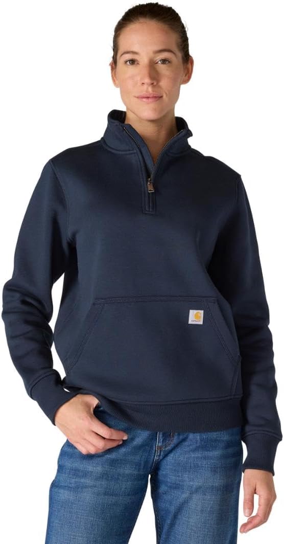 

Carhartt Women's Relaxed Fit Midweight Quarter-Zip Mock-Neck Sweatshirt, Navy