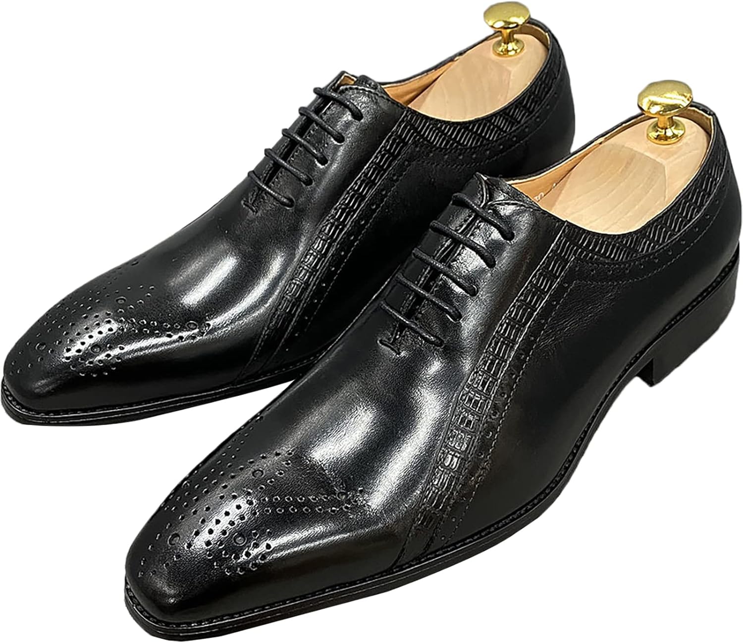 

Мужские туфли Классические оксфорды Рабочая форма Вингтип Кожаные на шнуровке Свадебные туфли Броги Дерби, серый-38 Generic