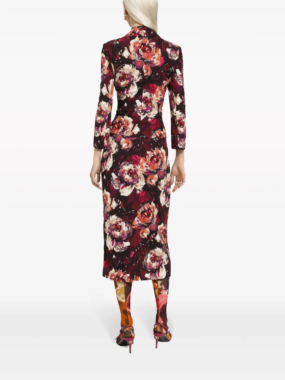 Приталенный блейзер с цветочным принтом DOLCE & GABBANA, красный — фото 4