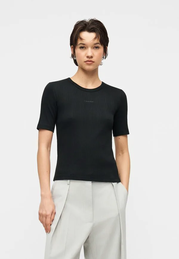 

Футболка с разноцветным нано-логотипом на воротнике. Calvin Klein, Black, Черный, Футболка с разноцветным нано-логотипом на воротнике. Calvin Klein, Black