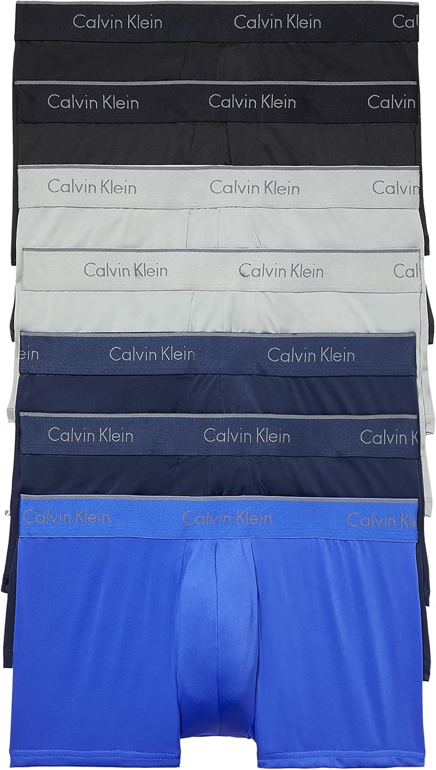 

Комплект из 7 мужских трусов-боксеров Calvin Klein Micro Stretch с низкой посадкой, 2 Black, 2 Blue Shadow, 2 Medium Grey, 1 Cobalt Water