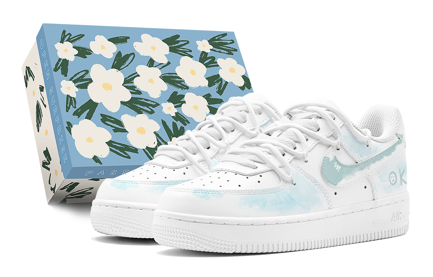 

Детские кроссовки для скейтбординга Air Force 1 LE Low Top для подростков Nike, Light Cyan