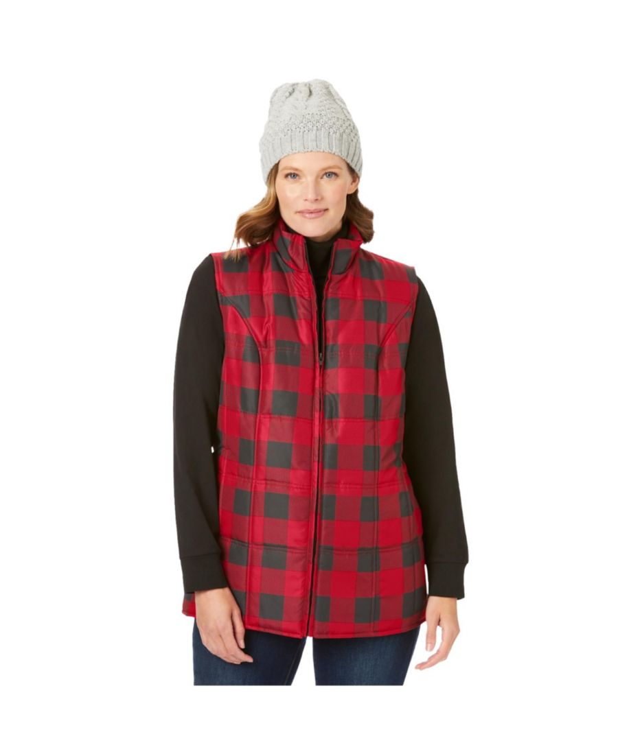 

Стеганый жилет больших размеров Woman Within, Classic red buffalo plaid
