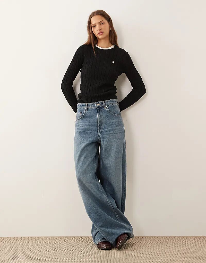 Джемпер Polo Ralph Lauren Julianna icon с хлопковым плетением и логотипом цвета поло черного цвета — фото 2
