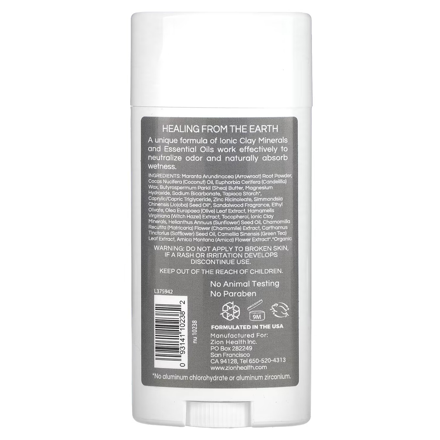Дезодорант Zion Health Men ClayDry с сандаловым деревом, 80 г — фото 2