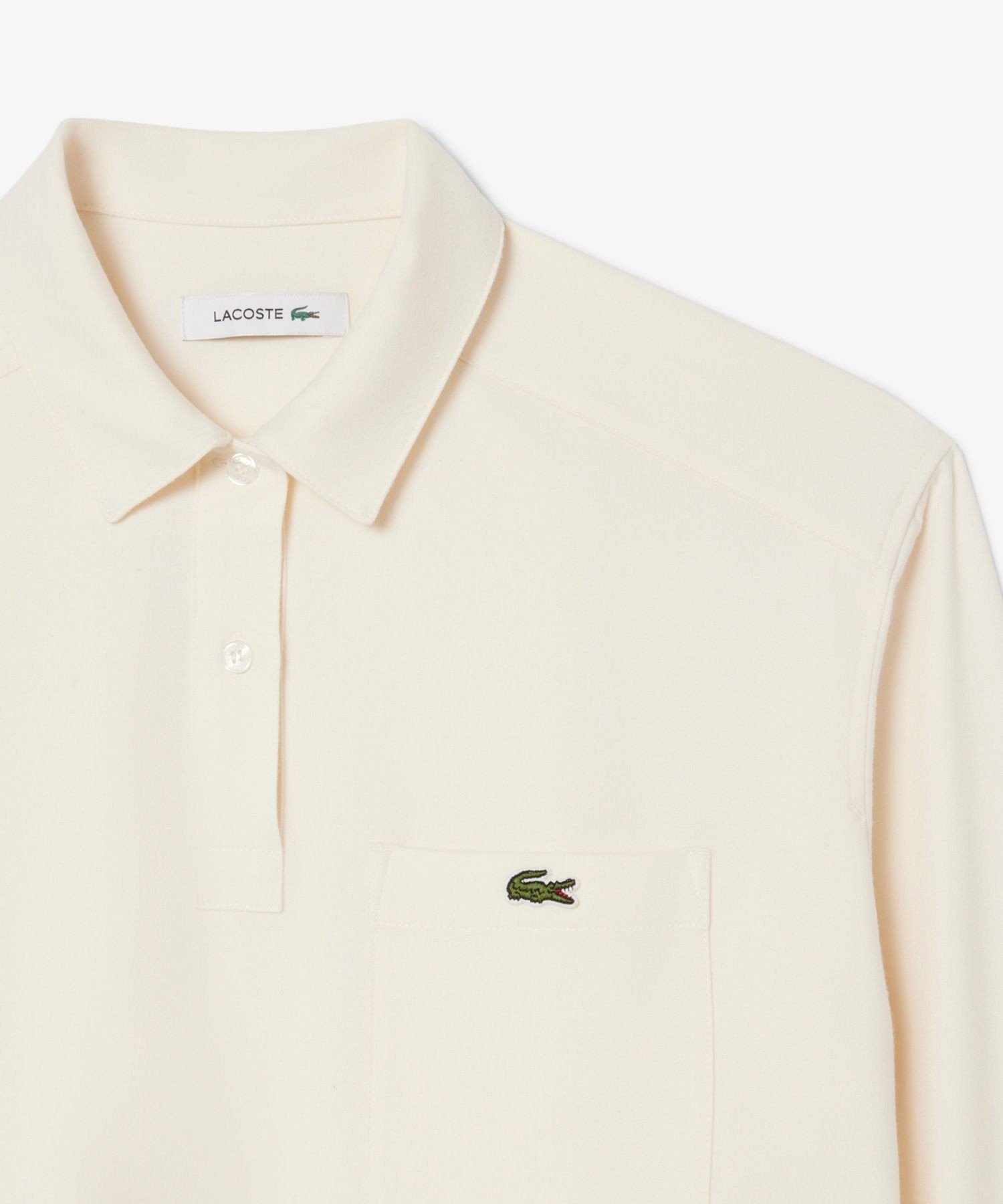 Рубашка LACOSTE Off white из эластичной фланели с полузастежкой — фото 4