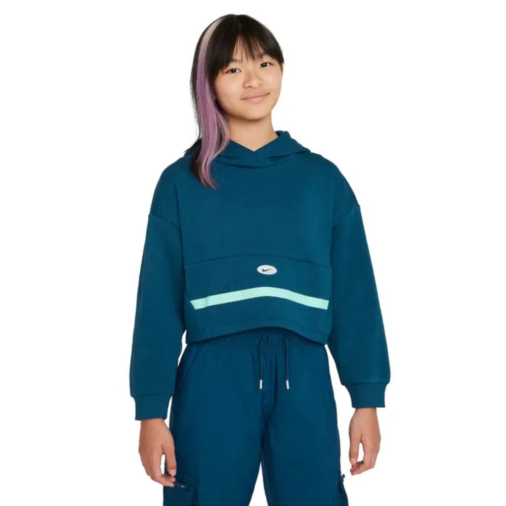 Худи Nike NSW Icon Novelty для девочек, голубая мятная, флисовая, свободного кроя, RED440 — фото 4