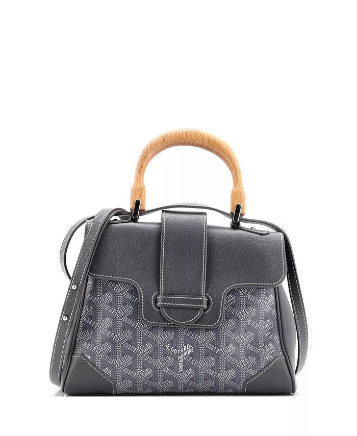 

Мини-сумка Saigon с верхней ручкой, покрытая холстом с кожей Pre-Owned Goyard, серый