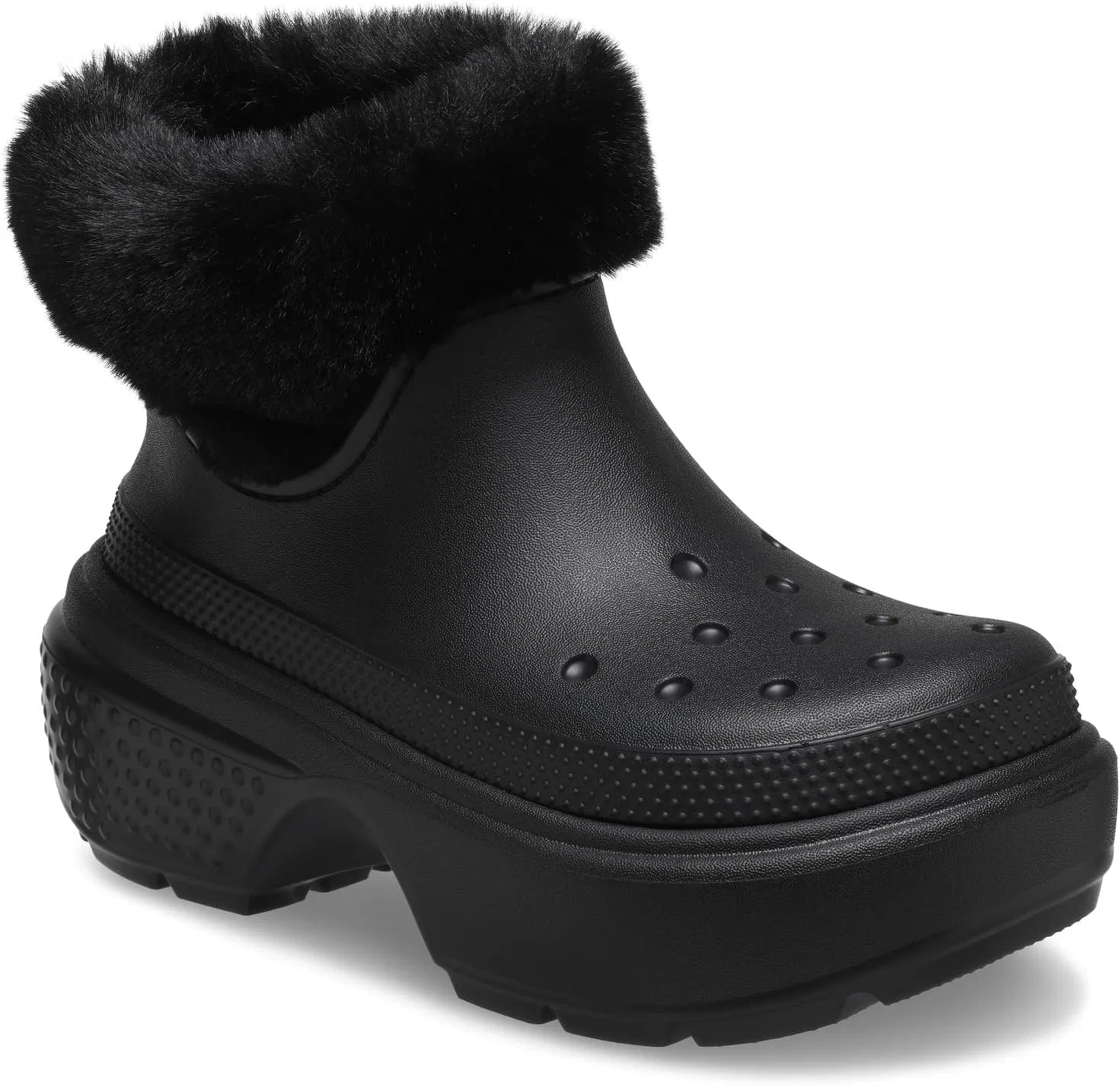 Взрослые зимние ботинки унисекс Crocs Stomp на платформе, черный