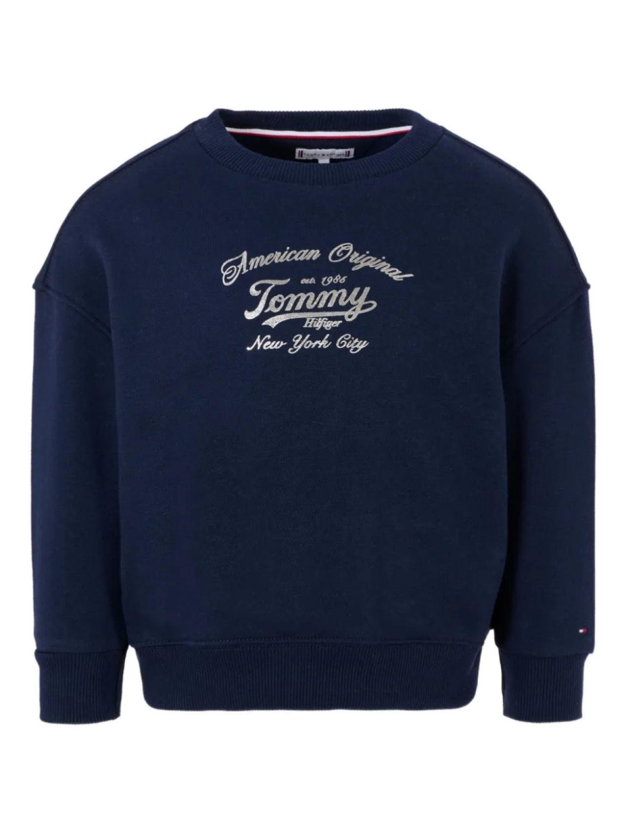 

Хлопковая толстовка с вышитым логотипом Tommy Hilfiger Junior, синий