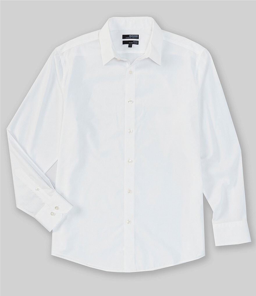 

Однотонная тканая рубашка с длинными рукавами Murano Big & Tall Wardrobe Essentials, белый