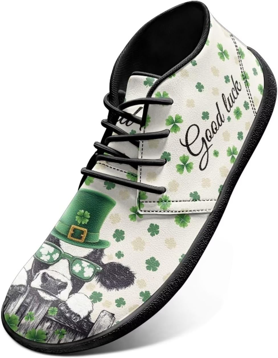 

Мужские кроссовки Jeiento Barefoot Shoes St. Patrick's - удобные прогулочные кроссовки с широким носком для мужчин, Good Luck Cow