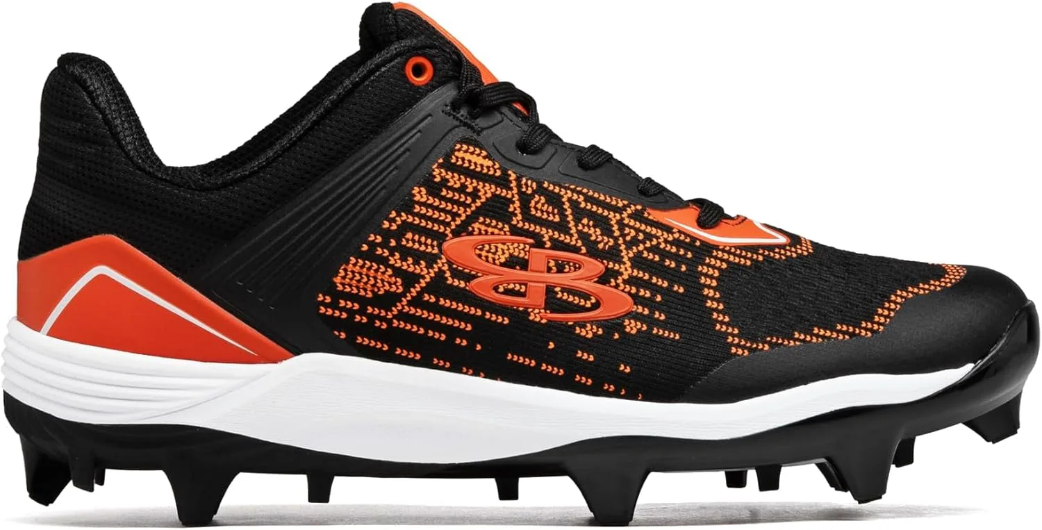 Мужские бутсы Boombah Viper Pureknit с литой подошвой - Status - Разные цвета - Разные размеры, черный/оранжевый — фото 4