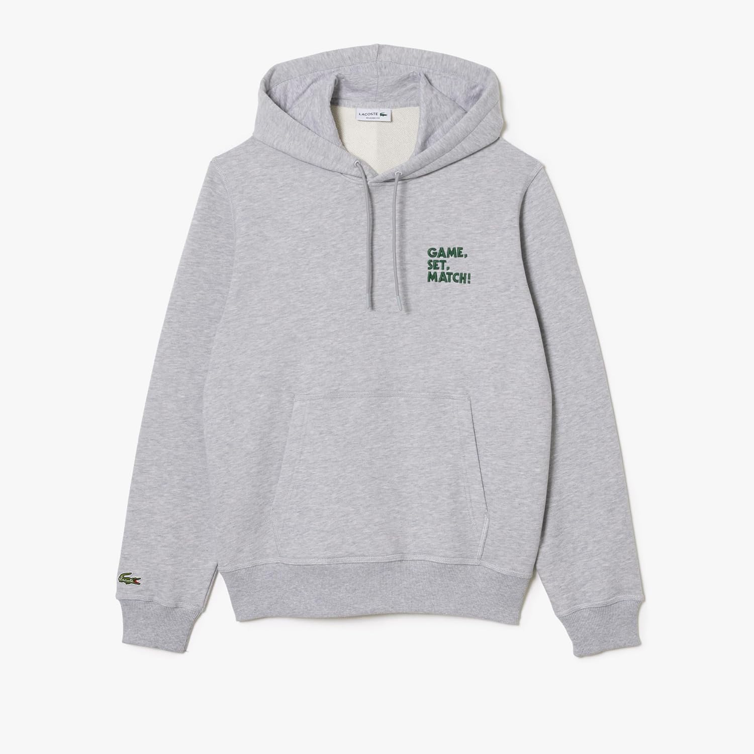 Lacoste мужской свитер Relaxed Fit с капюшоном и принтом на спине, Silver Grey Chine — фото 2