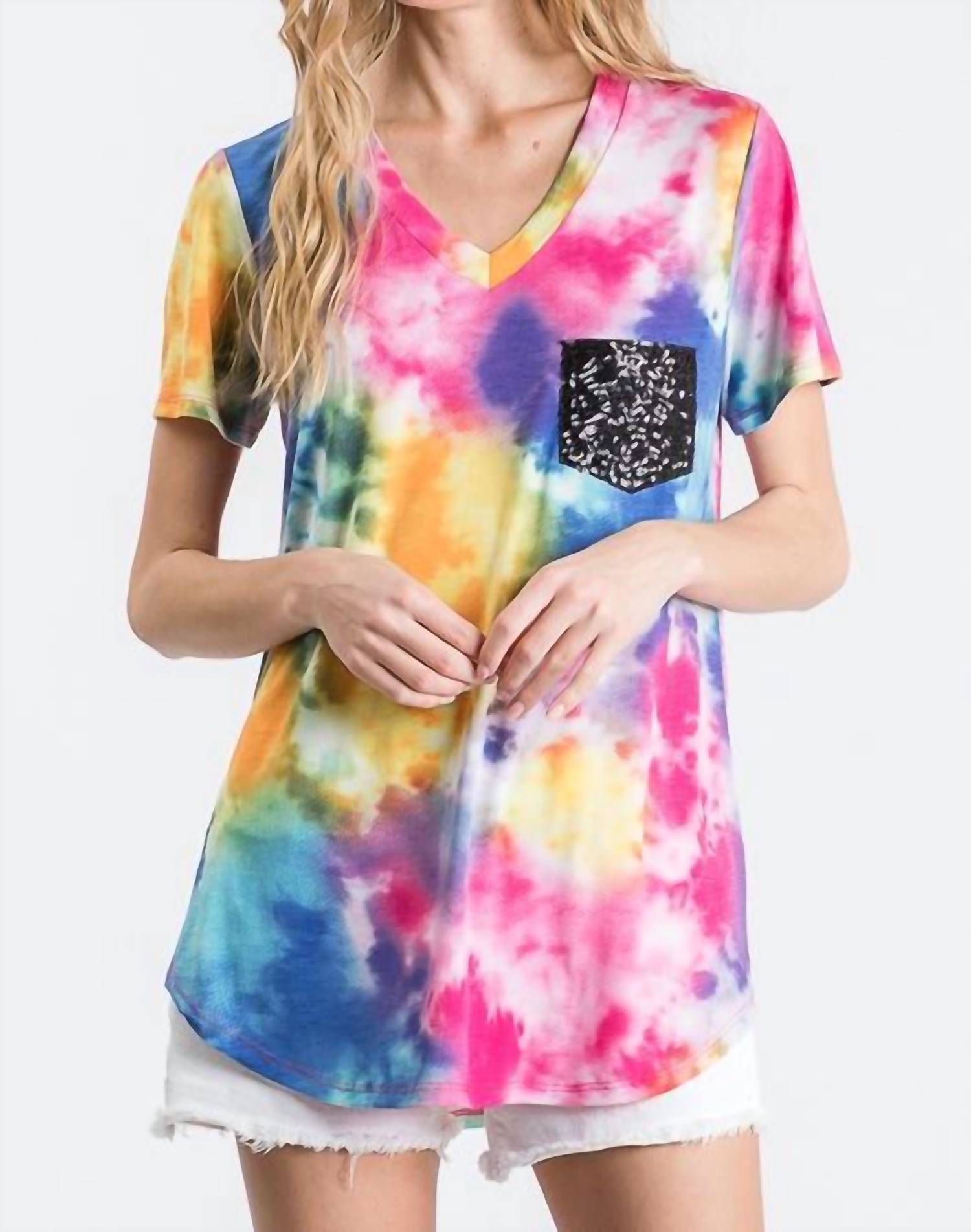 

Топ с пайетками Splatter Tie Dye желтого цвета HEIMISH USA