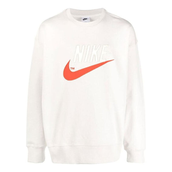 

Толстовка Men's Nike Swoosh Brand Logo Printing Round Neck Pullover Long Sleeves White, белый