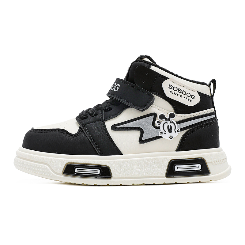 

Терморегулирующая поддержка устойчивые к истиранию низкие детские повседневные кроссовки BOBDOG, 55075 черный/бежевый (Fleece-Lined)