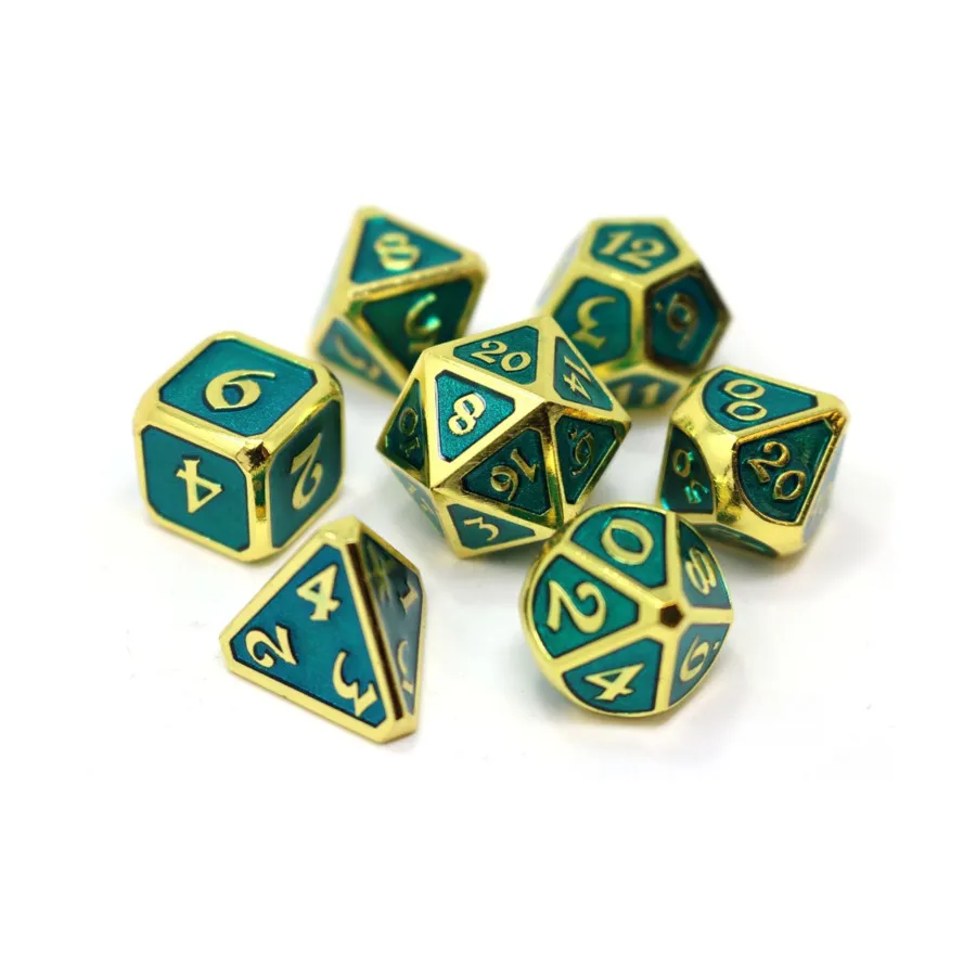 

Набор Mythica Poly — золотой аквамарин (7), Metal Poly Dice Sets (Die Hard Dice)