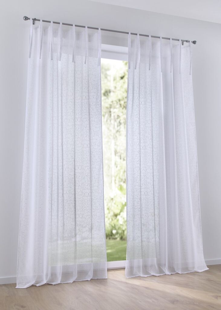 

Kutti Timber Шторы длинные глухие петли белые с завязками 140 x 245 см (1 шт.), белый