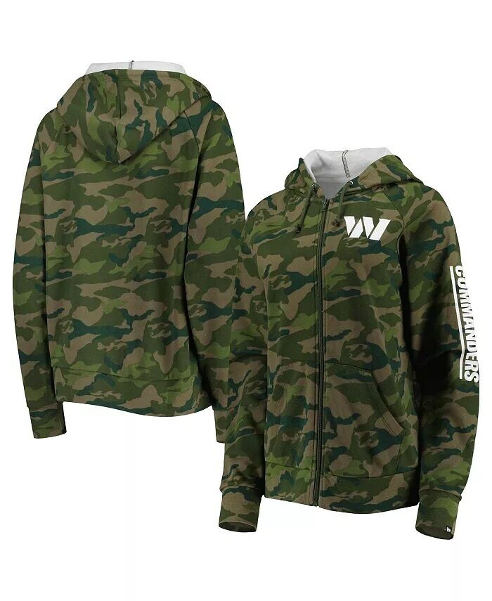 

Женская толстовка с капюшоном Camo Washington Commanders Raglan Full-Zip New Era
