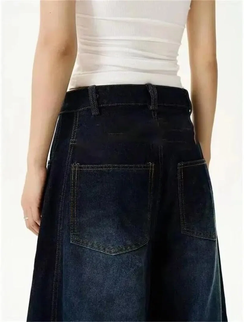 Джинсы свободные, Women's High Waisted Retro Jeans Loose Fit Winter Thick Wide Leg Trousers, 37 — фото 4