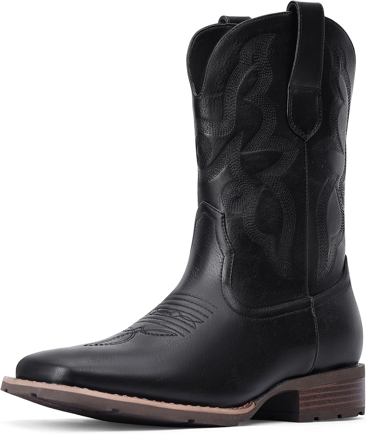 

Ковбойские сапоги для мужчин - мужские ковбойские сапоги с квадратным носком, Ковбойские западные сапоги, Сапоги на пуке, Старомодный стиль Дикого Запада с вышивкой Dixhills, черный