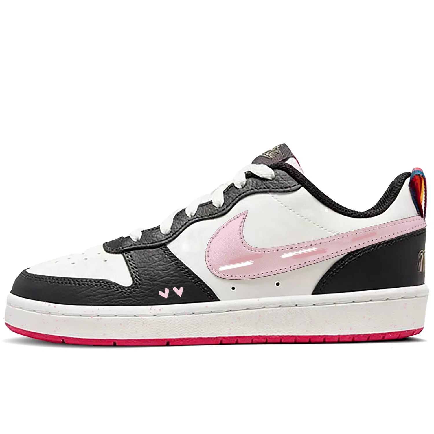 Кроссовки для скейтбординга детские Court Borough Pink Cute Leather Low top White Unisex Nike