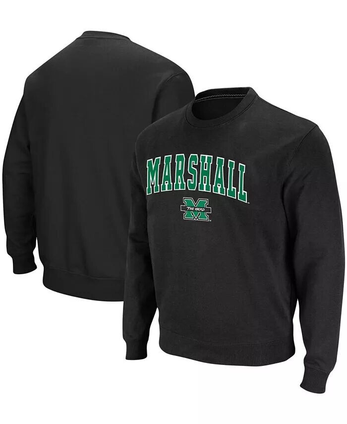 

Мужской черный твиловый пуловер Marshall Thundering Herd Arch с логотипом Tackle Colosseum