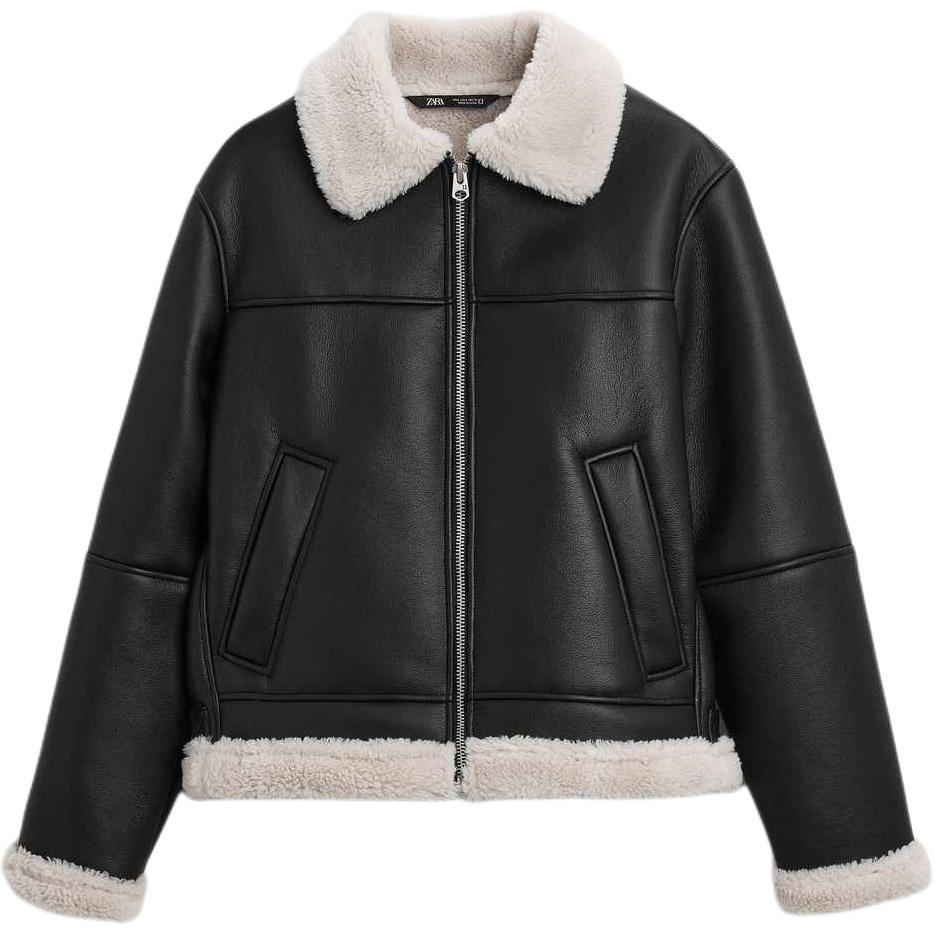 

ZARA Кожаная куртка мужская черная, Черный, ZARA Кожаная куртка мужская черная