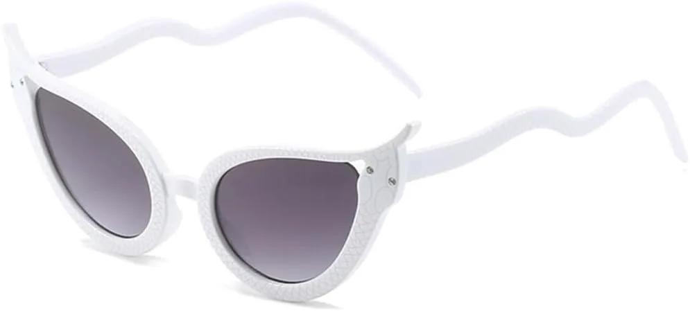 

Солнцезащитные очки «Кошачий глаз» с рисунком под змеиную кожу, модные и стильные, для женщин и мужчин, с защитой от УФ-излучения UV400 generic, White Gray