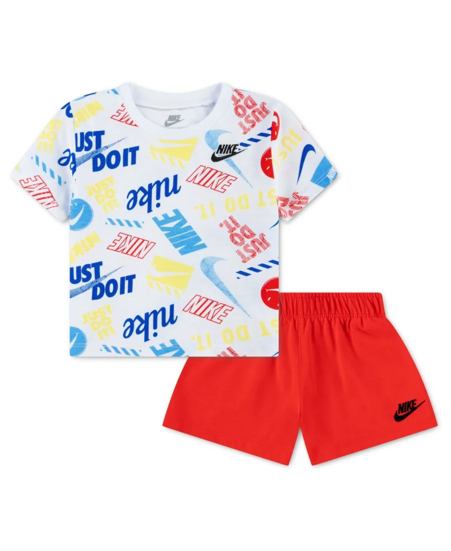 Детский комплект для мальчиков: футболка с круглым вырезом In The Zone и шорты Nike, красный/белый