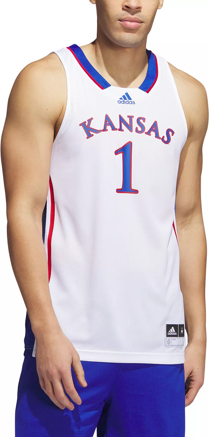 

Мужская белая футболка Adidas Kansas Jayhawks Replica Swingman