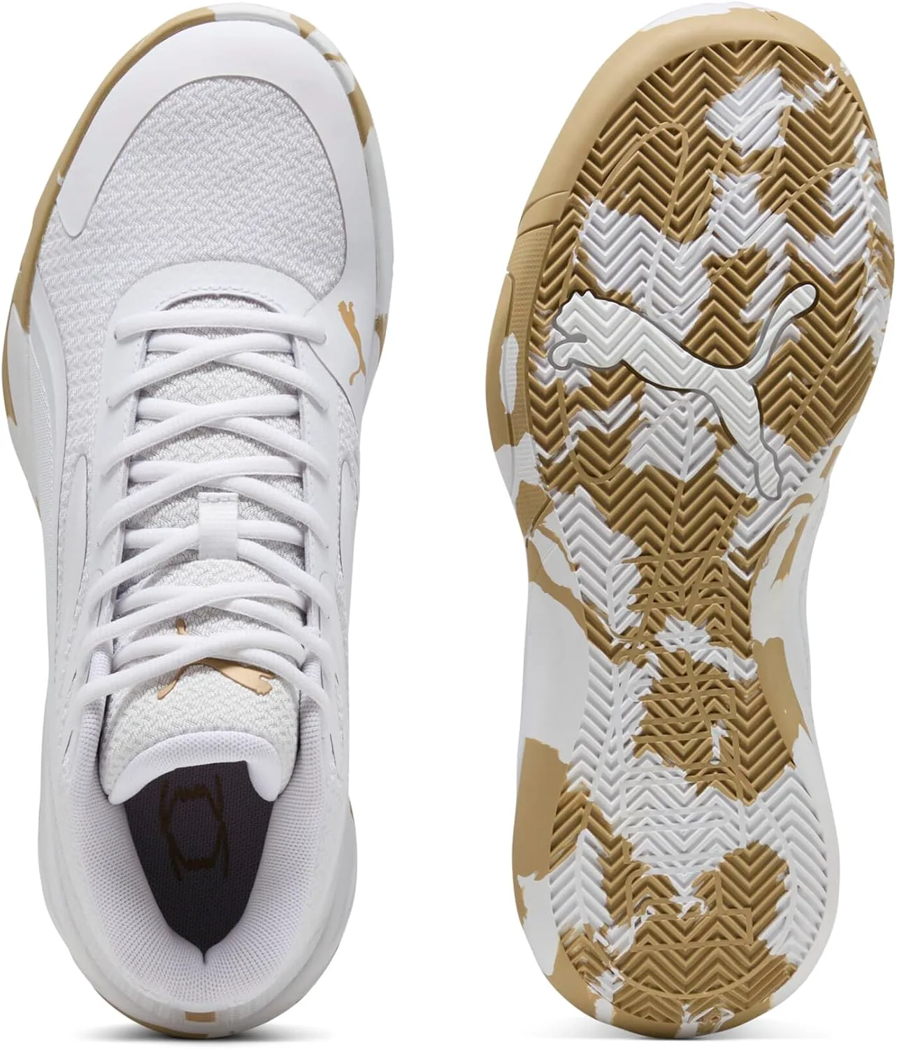 Мужские баскетбольные кроссовки Puma Court Pro, белый/золотой — фото 4