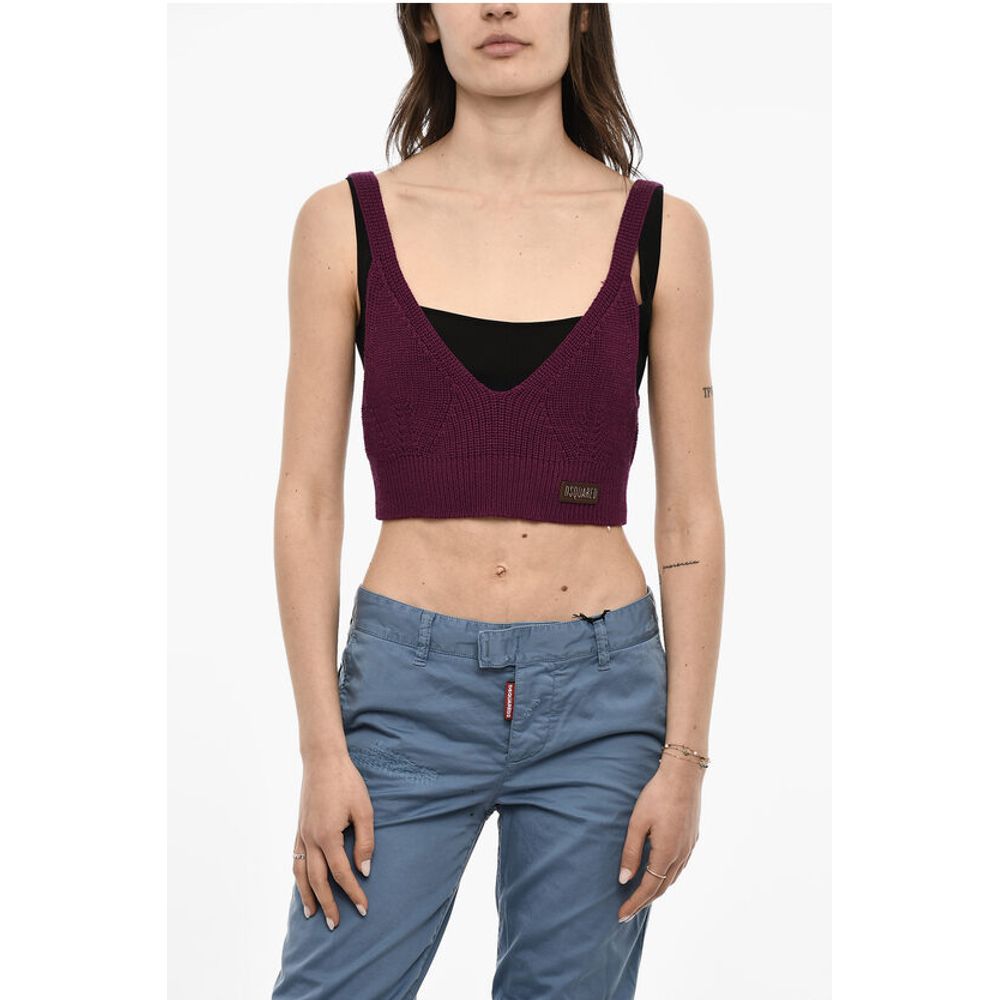 

Укороченный шерстяной трикотажный топ Dsquared2, Purple