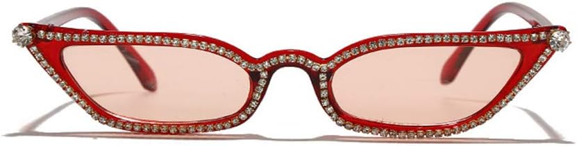 

COTIA Модные винтажные солнцезащитные очки в стиле «кошачий глаз» с бриллиантами, панк-стиль, женская маленькая оправа, хрустальные солнцезащитные очки с разноцветными стразами, Red