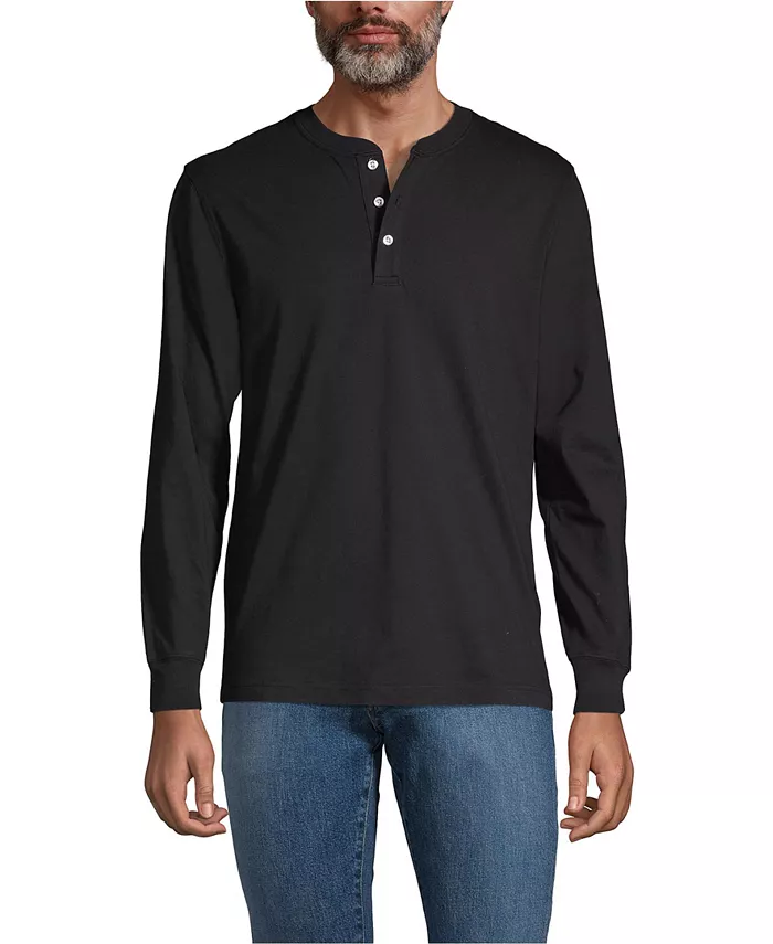 

Футболка с длинным рукавом Henley Big & Tall Super-T Lands' End, черный