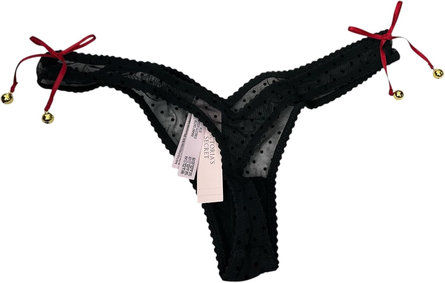 Victoria's Secret Jingle Bells Mesh трусики-танга цвет Black New — фото 2