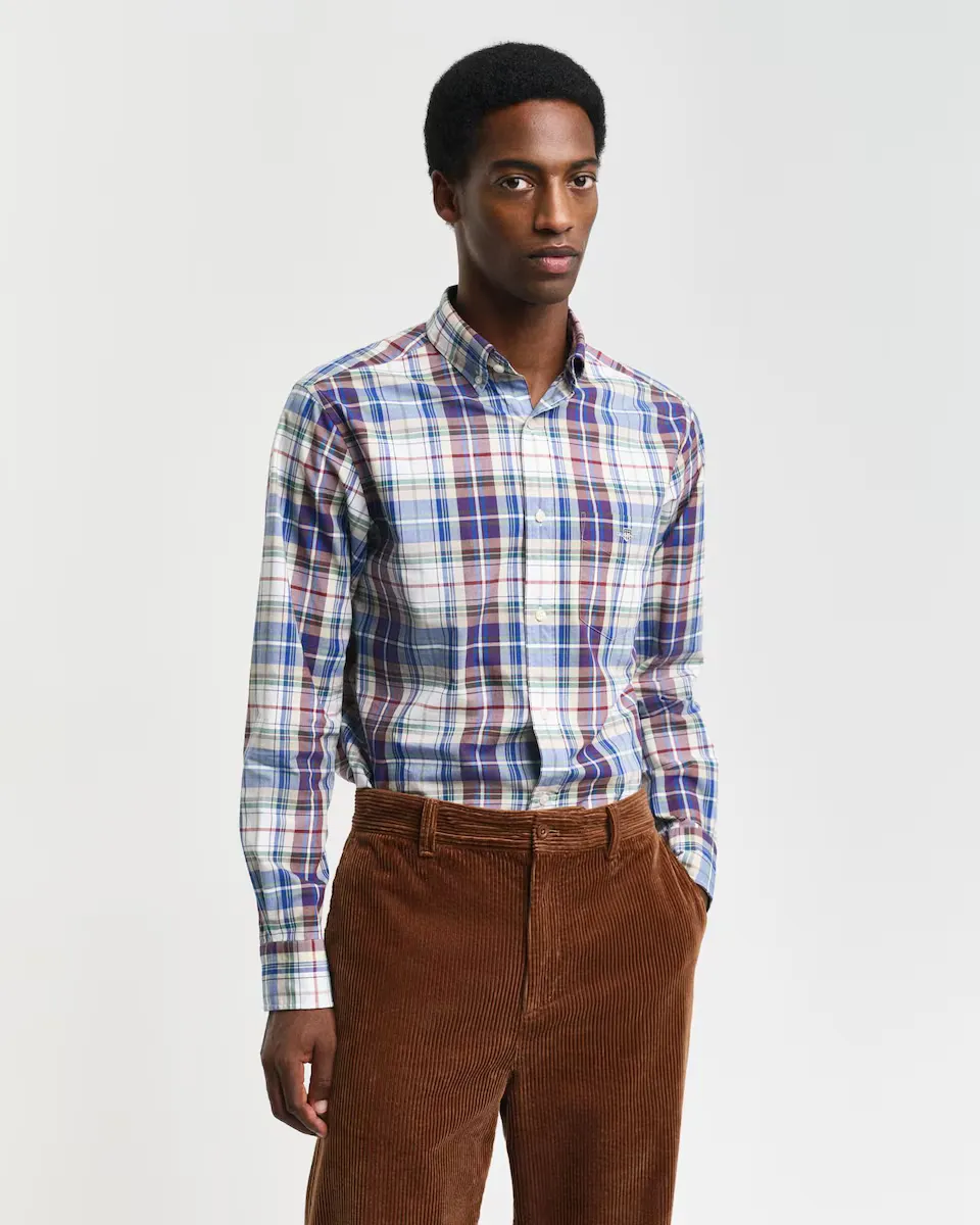 

Мужская хлопковая рубашка прямого кроя Gant, бордовый