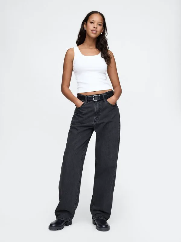 Свободные джинсы унисекс с жесткой кроем Gap, Washed Black — фото 2