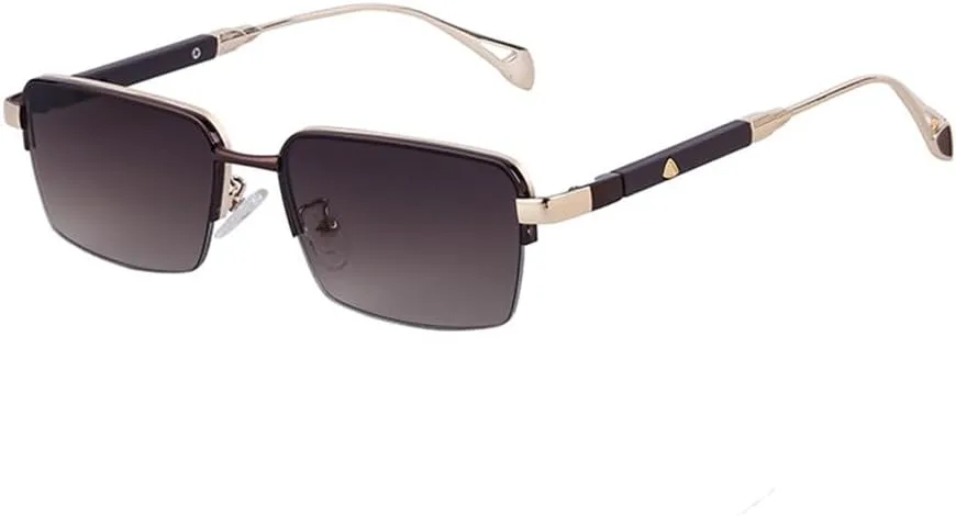 

Женские металлические солнцезащитные очки LVTFCO в стиле ретро, ​​без оправы, сине-коричневые, мужские очки для вождения, защита от УФ-излучения UV400, 7