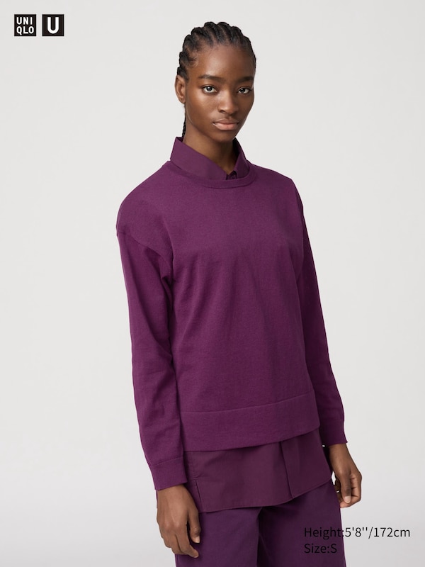 

Джемпер с круглым вырезом Uniqlo, фиолетовый