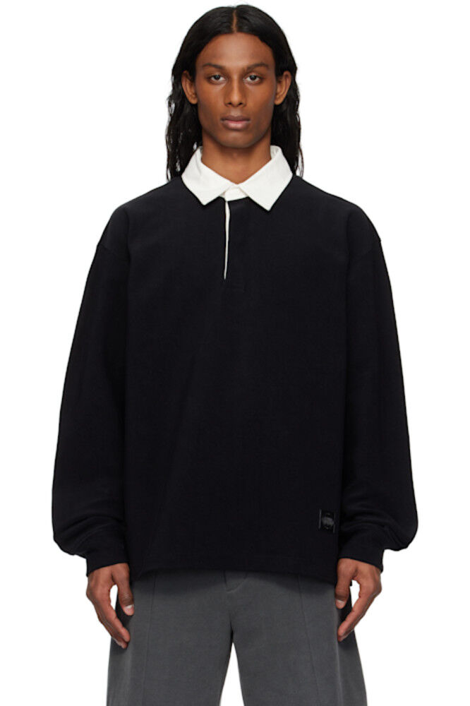 

Черный однотонный регбийный поло Solid Homme