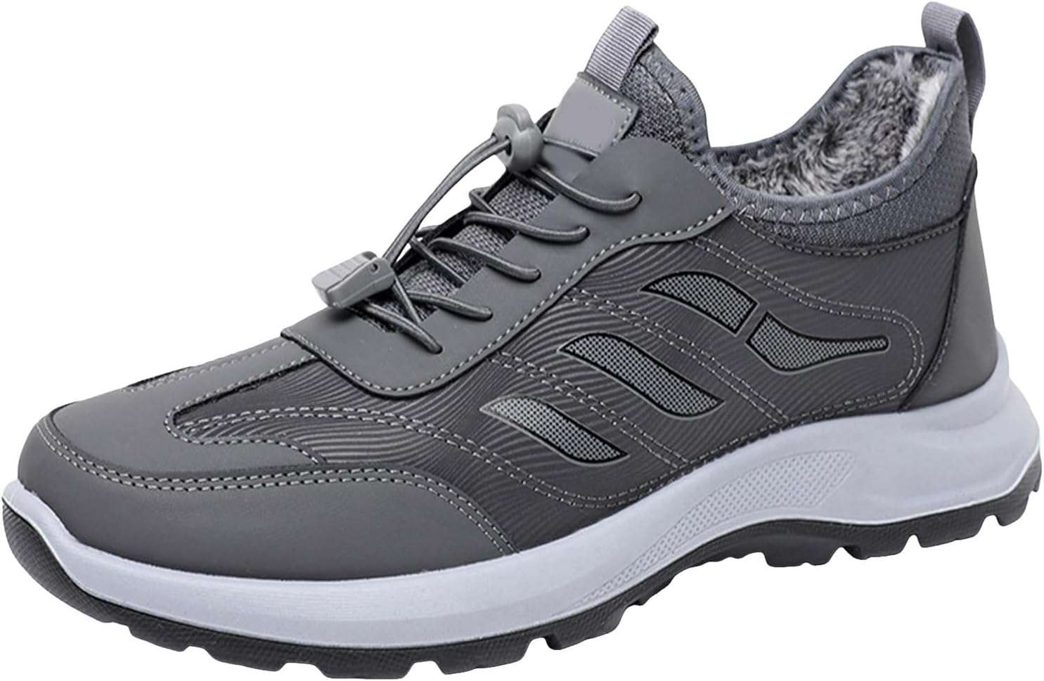 

Зимние ботинки IWIHMIV для мужчин, теплые хлопковые прогулочные ботинки, удобные нескользящие ботинки до щиколотки, походная обувь для улицы, серый