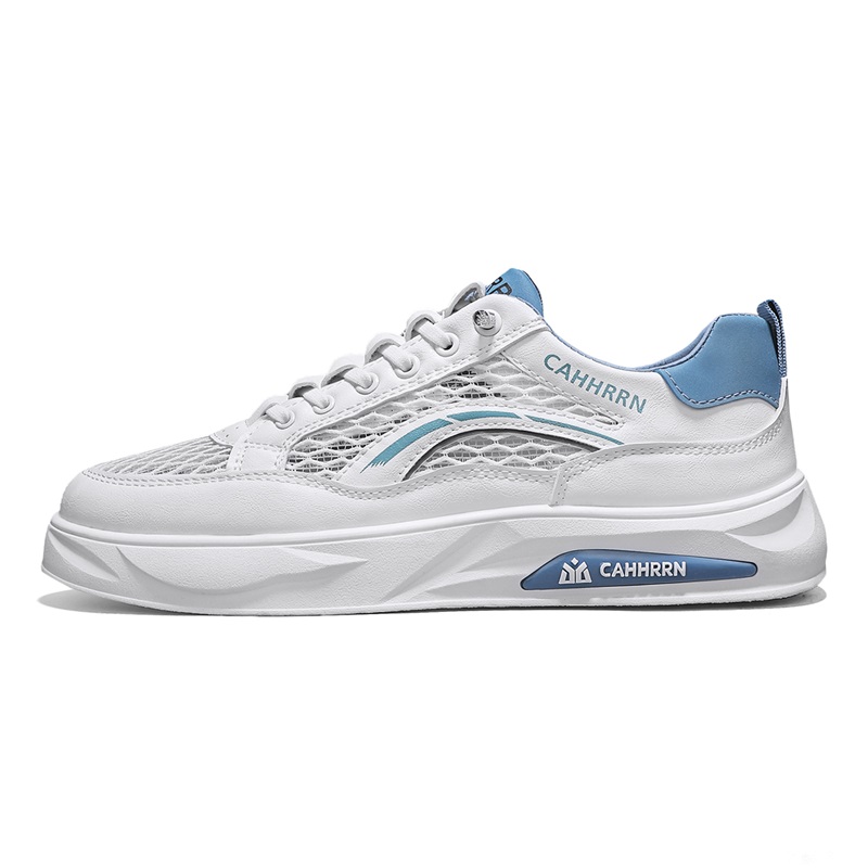 

BOLE Скользоустойчивые и дышащие мужские скейтерские кеды низкие бело-голубые, цвет White Blue