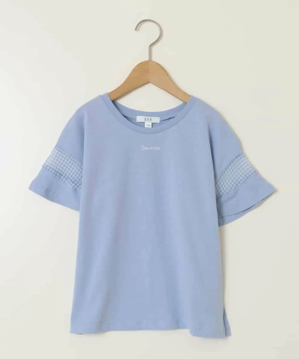Прозрачная футболка в клетку с отрезанными рукавами A.V.V, Light blue — фото 2