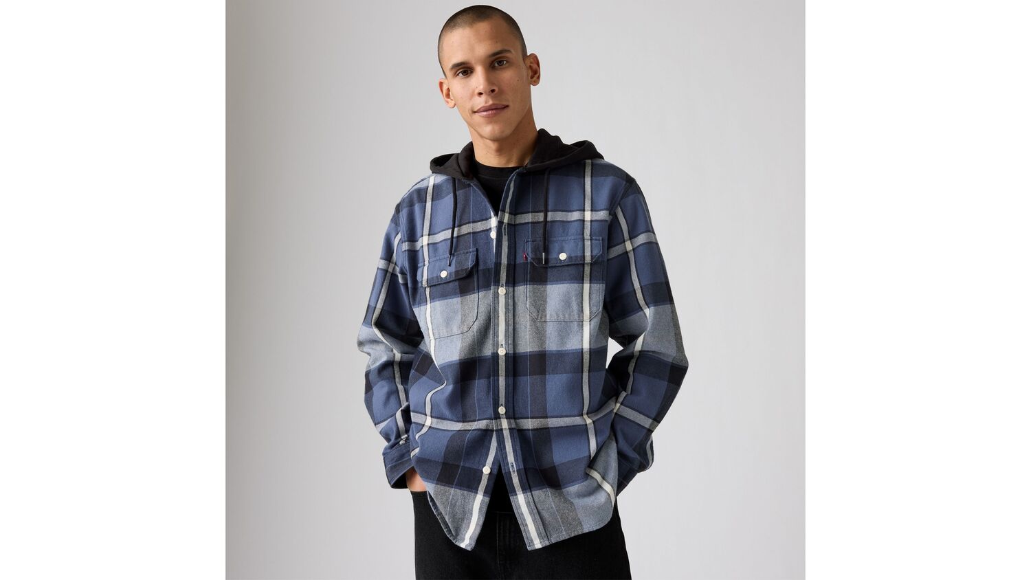 

Классическая рабочая рубашка с капюшоном в клетку Levi's, Temescal Plaid Vintage Indigo - Blue