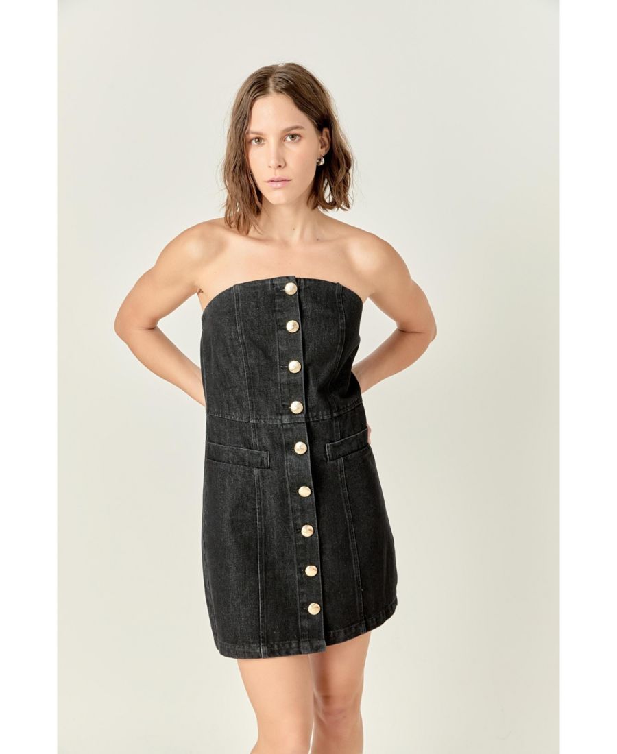 

Женское джинсовое мини-платье-труба English Factory, Black